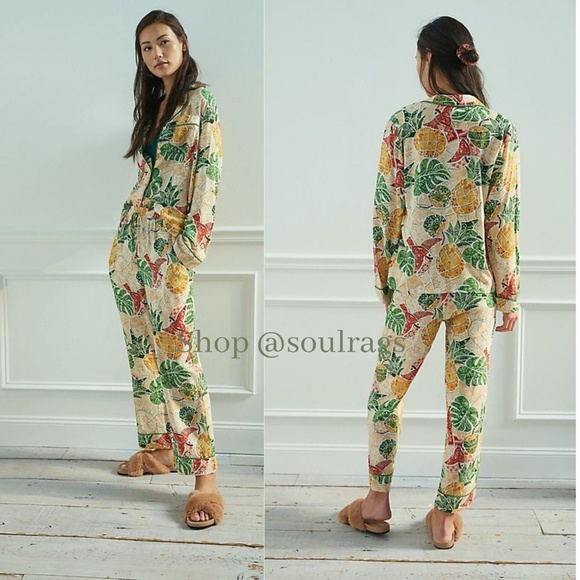 FARM Rio Other - NWT FARM Rio Boho Tropical Pajama Set Beige Small